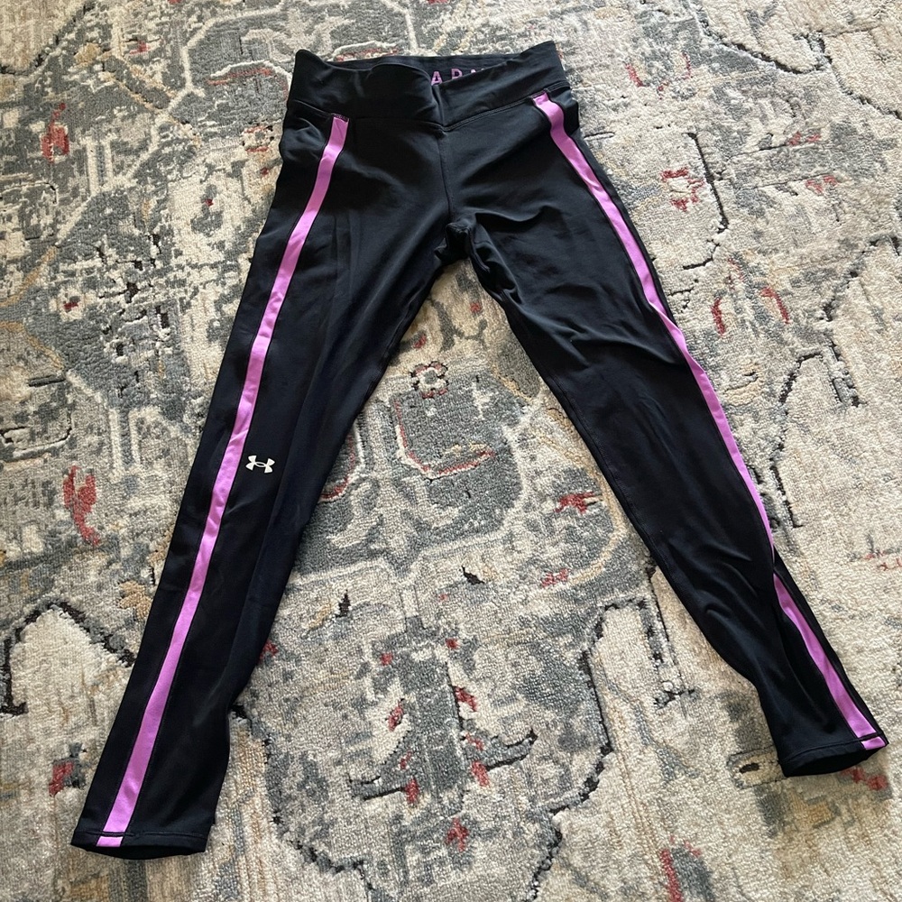 Under Armour Black Leggings with Pink Logo
